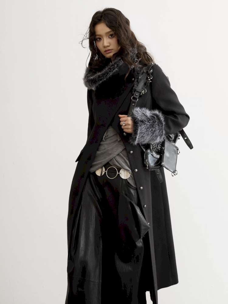 Diagonal Collar Waist Woolen Coat【s0000015197】