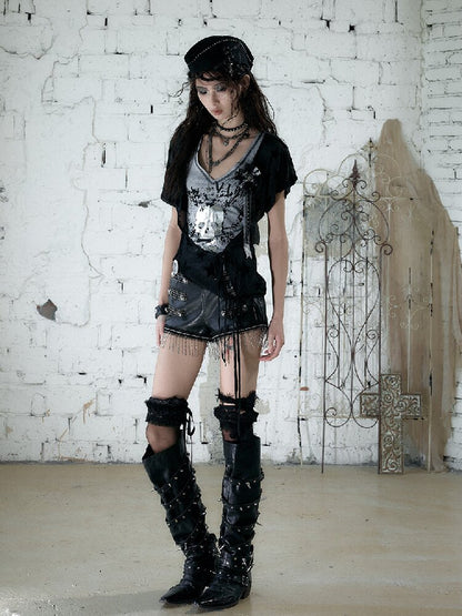NO RCourt Punk Metal Chain Slim Shorts【s0000017236】
