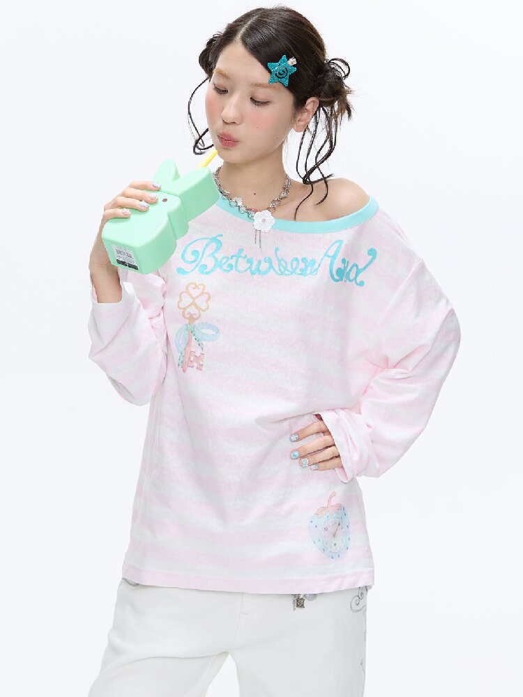 Polka Dot Stripe Long Sleeve Top【s0000016397】