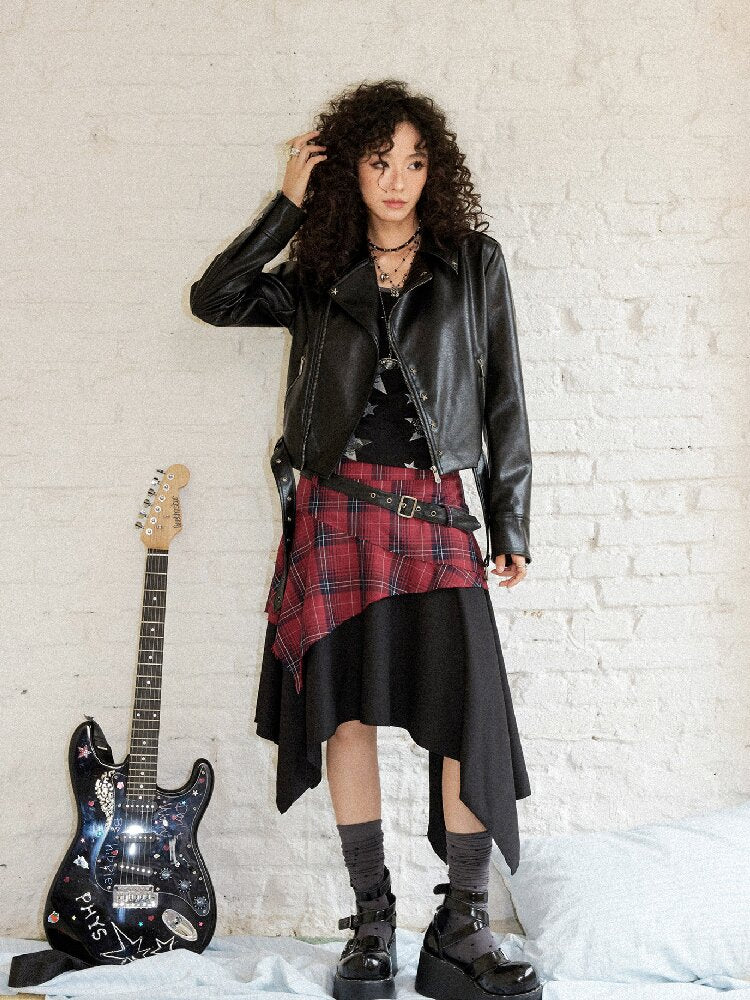 Sleek Rock Star Leather Jacket【s0000017903】