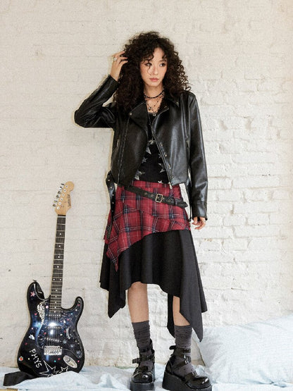 Sleek Rock Star Leather Jacket【s0000017903】
