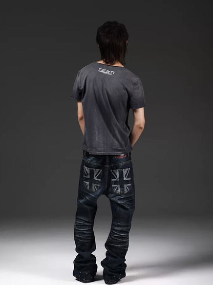 Heavy Wash Cut Neckline Short-Sleeve Tee【s0000018269】