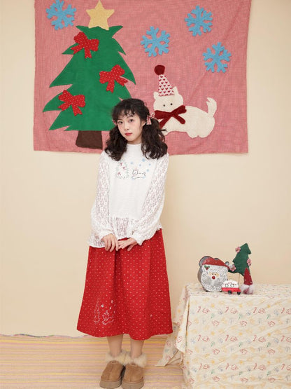 Embroidery Childish White Knit Sweater【s0000011199】