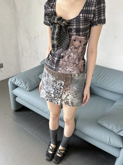Vintage Leopard Floral Skirt【s0000018089】