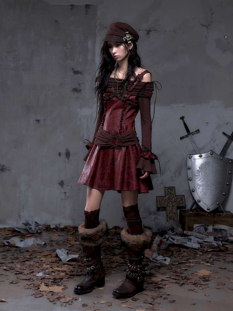 Vintage Punk Patchwork Knit Dress【s0000014651】