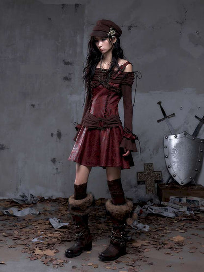 Vintage Punk Patchwork Knit Dress【s0000014651】