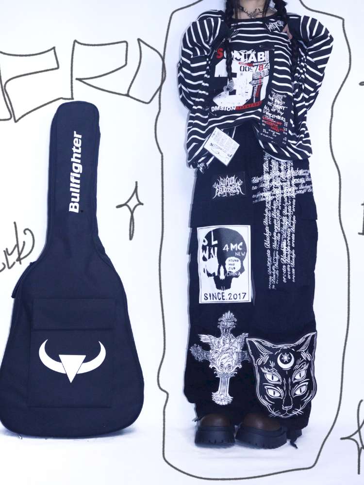 Y2K Punk Print Wide-Leg Jeans【s0000014627】