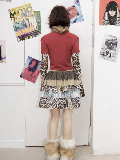 Printed splicing bustier cake skirt【s0000012271】