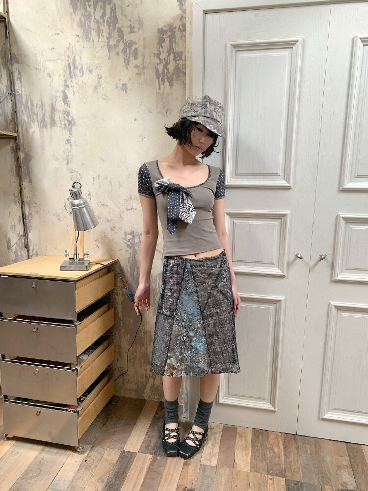 Leopard Polka Dot Patchwork T-Shirt【s0000018083】