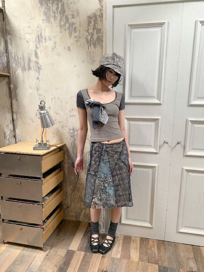 Leopard Polka Dot Patchwork T-Shirt【s0000018083】