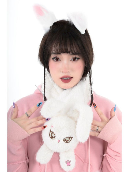 Warm Plush White Rabbit Doll Scarf【s0000005712】