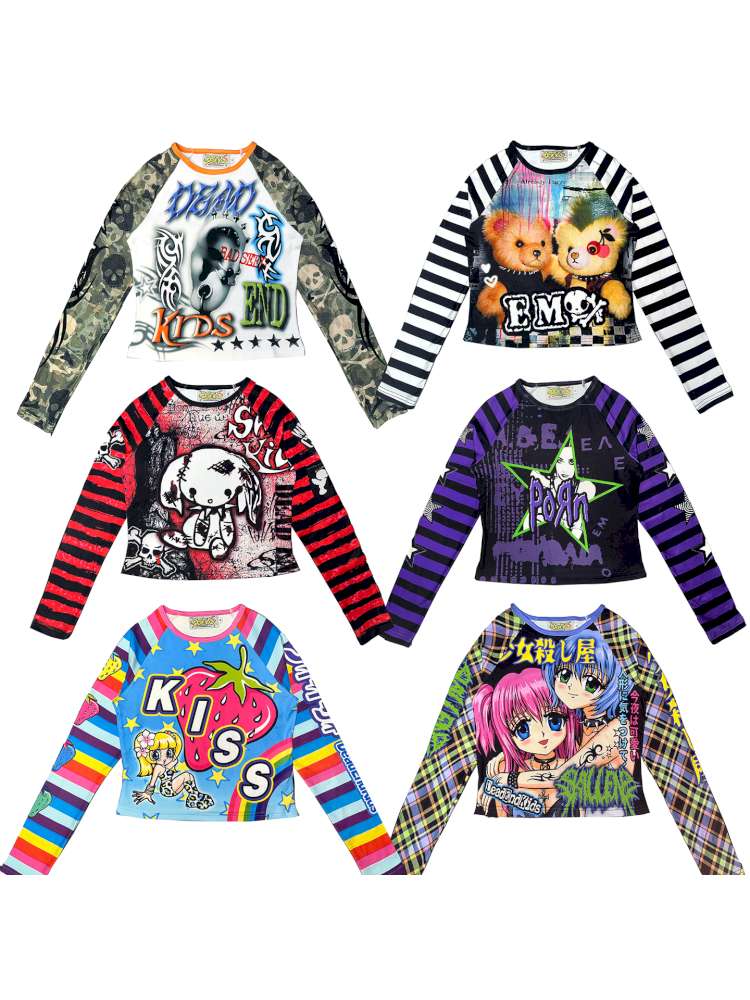 Sweet Cool Y2K Subculture Print Short Top【s0000014907】