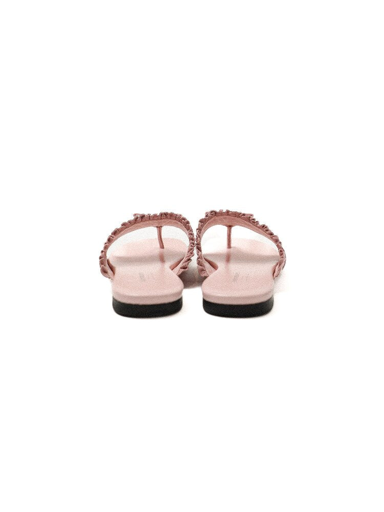 Top Grain Cowhide Ruffled Flip Flop【s0000017441】