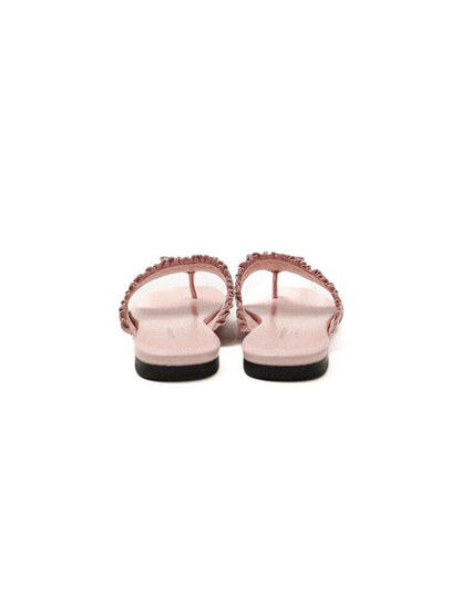Top Grain Cowhide Ruffled Flip Flop【s0000017441】