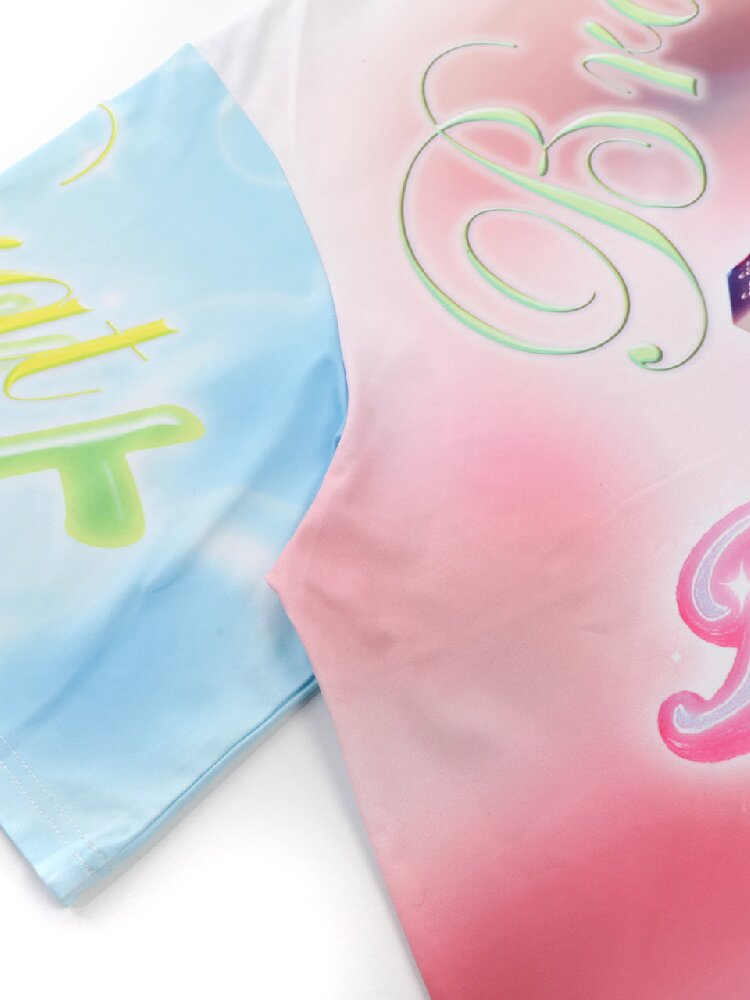 Dopamine Y2k Yabi Print T-shirt【s0000015890】