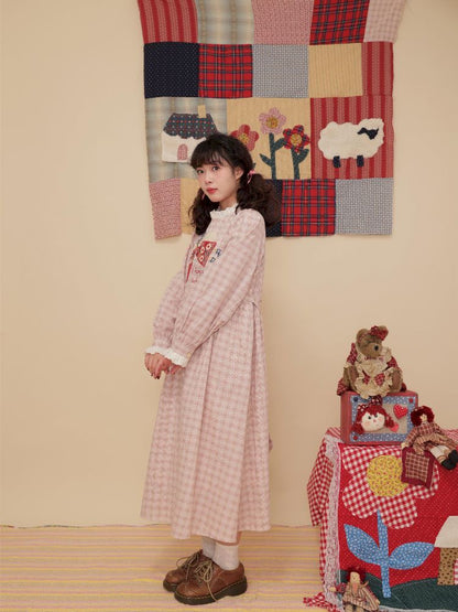 Plaid Lace Neck Dress【s0000010349】