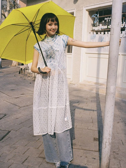 Starfish Printed Lace Hollow Out Dress【s0000012297】