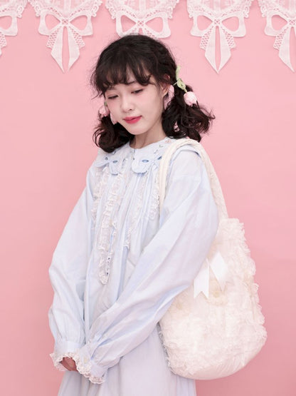 Round Neck Embroidered Blue Lace Dress【s0000013493】