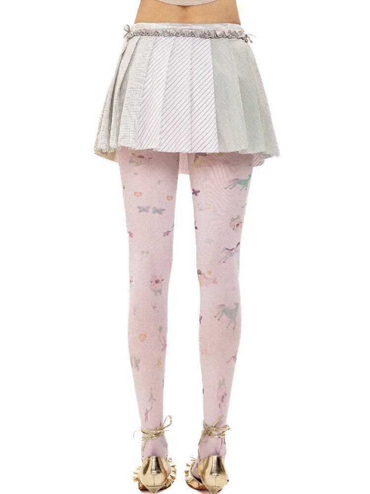 Floral Plaid Fungus Pleated Skirt【s0000016441】
