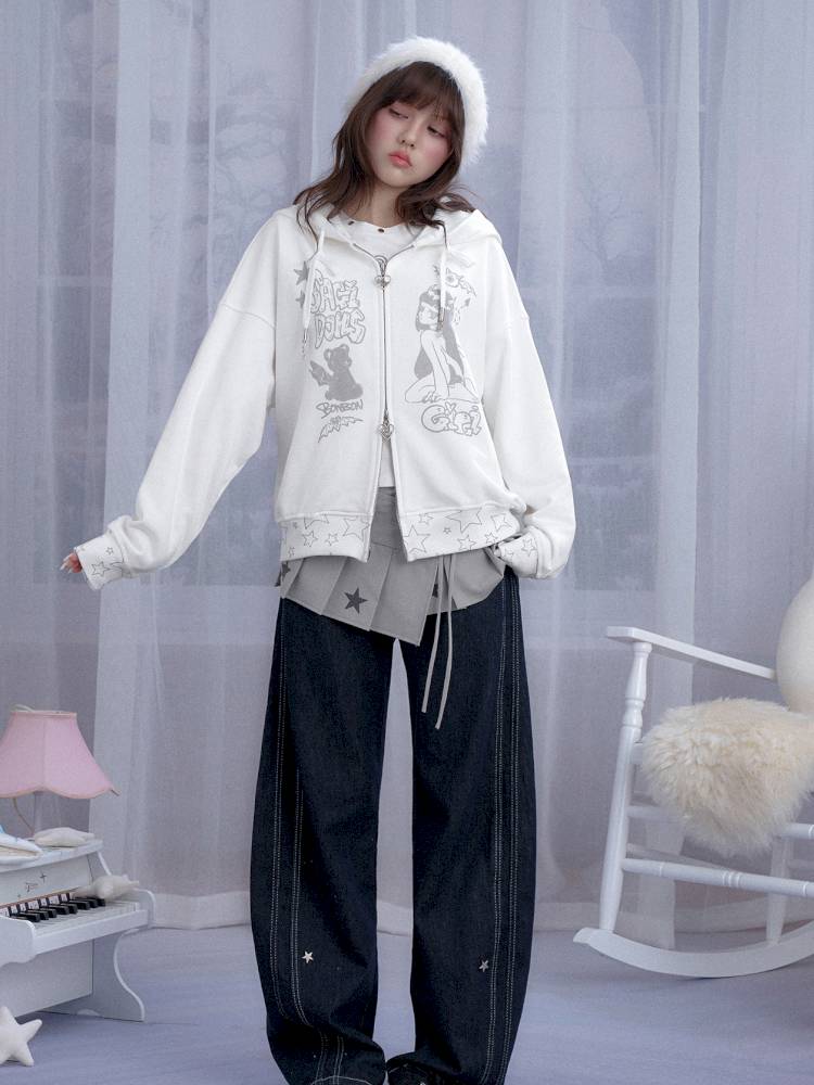 Graffiti Print Hooded Sweatshirt【s0000014364】