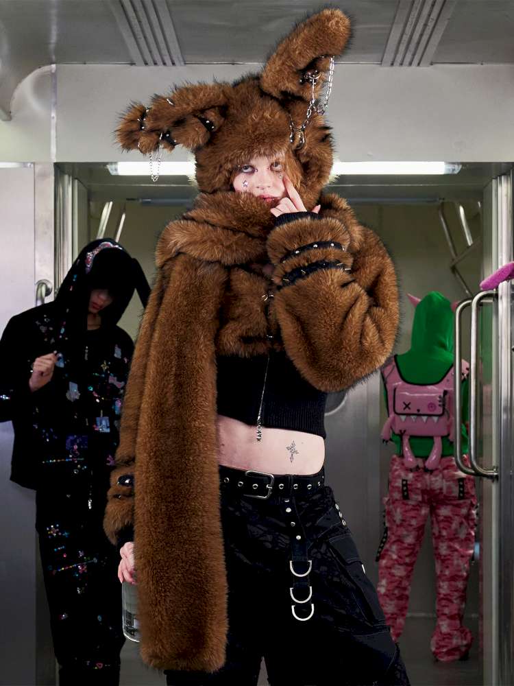 Long Hair Contrast Patch Hat Scarf【s0000014639】