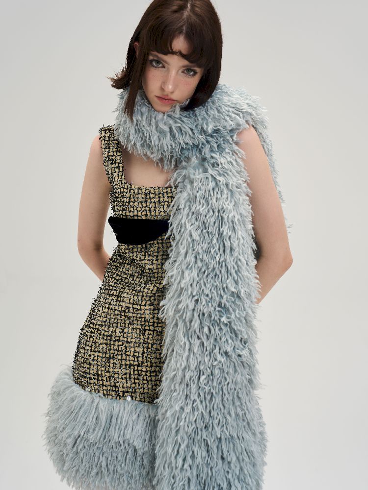 Bow Removable Raw Edge Slimming Dress【s0000005295】