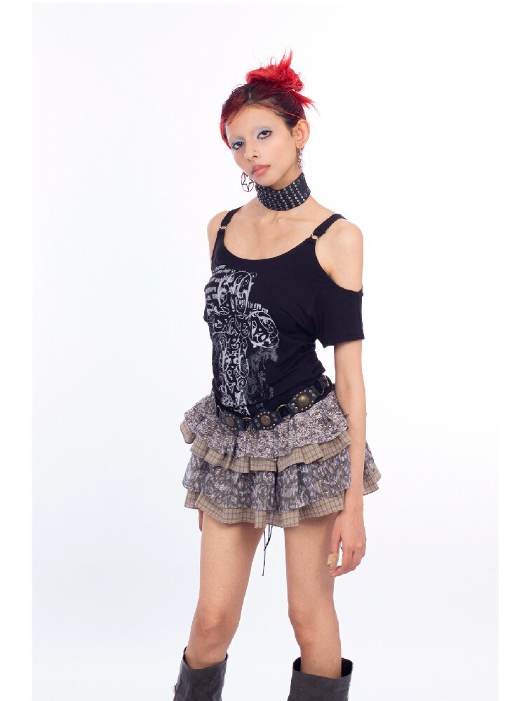 Graffiti Off-Shoulder Top【s0000018067】