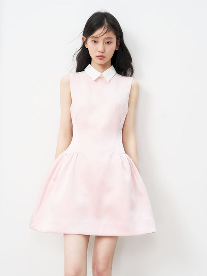 Pale Pink Glossy Satin Vest Dress【s0000011954】