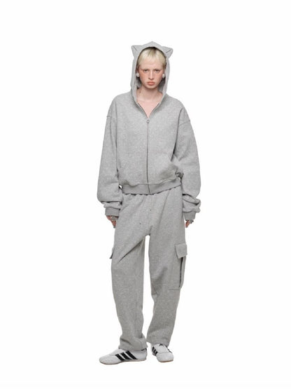 Cat Ears Hooded Cardigan Sweatshirt【s0000011580】