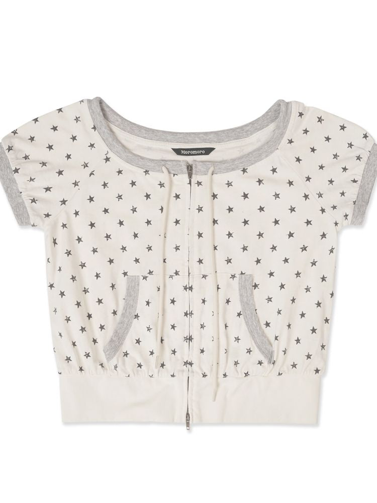 Double zipper one shoulder short sleeve t-shirt【s0000013430】