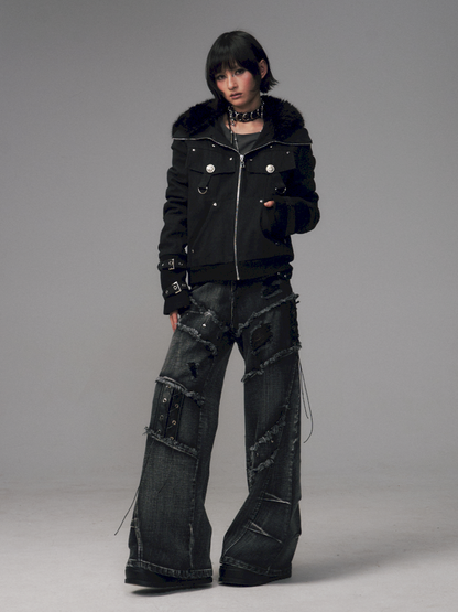 Vintage Sand Wash Detachable Hood Jacket【s0000014703】