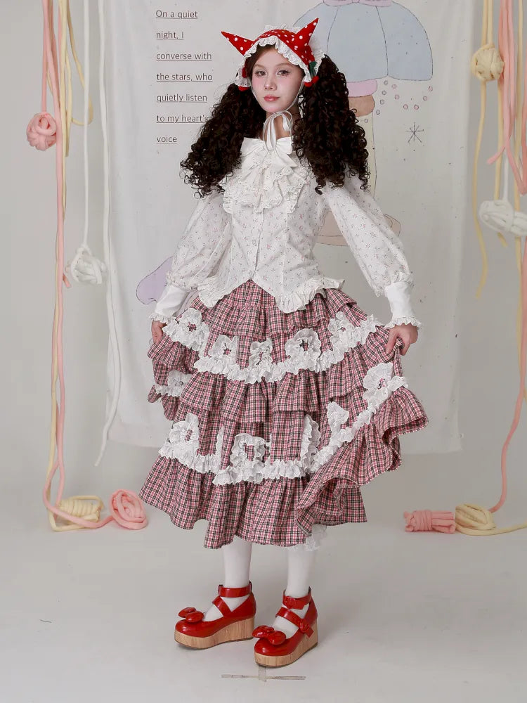 Lolita White Long-Sleeve Floral Blouse【s0000014101】