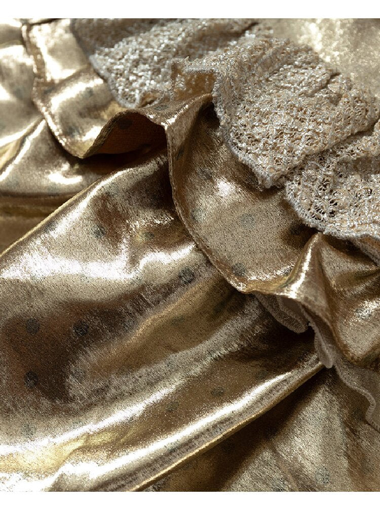 Baroque Satin Ruffle Two Piece Dress【s0000016996】