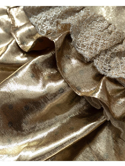 Baroque Satin Ruffle Two Piece Dress【s0000016996】