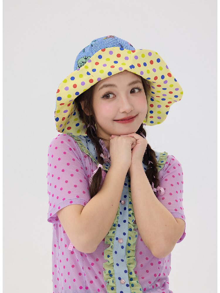 Bear Print Polka Dot Petal Hat【s0000016707】