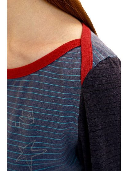 Stripe Print Diamond T-Shirt【s0000016115】