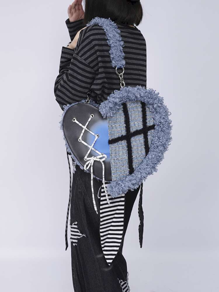 Graffiti Splicing Hairy Love Crossbody Bag【s0000014614】