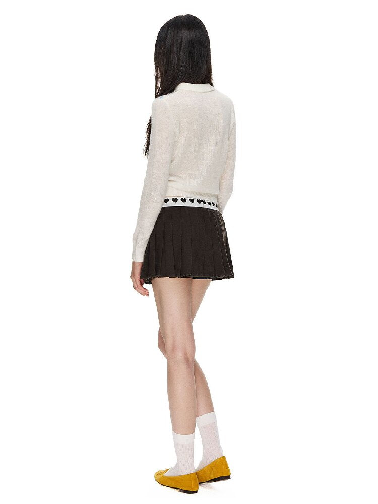 Love Waist Pleated A-Line Skirt【s0000015855】