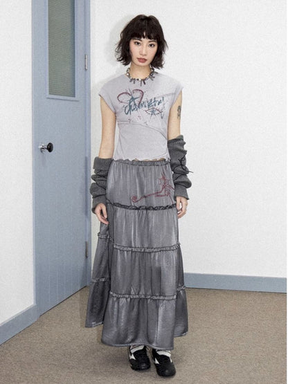 High waist thin a-line skirt【s0000012281】