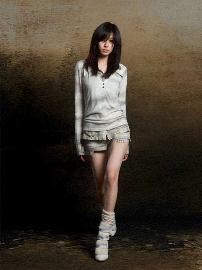 Double Layer Lapel Knit Inner Top【s0000011809】