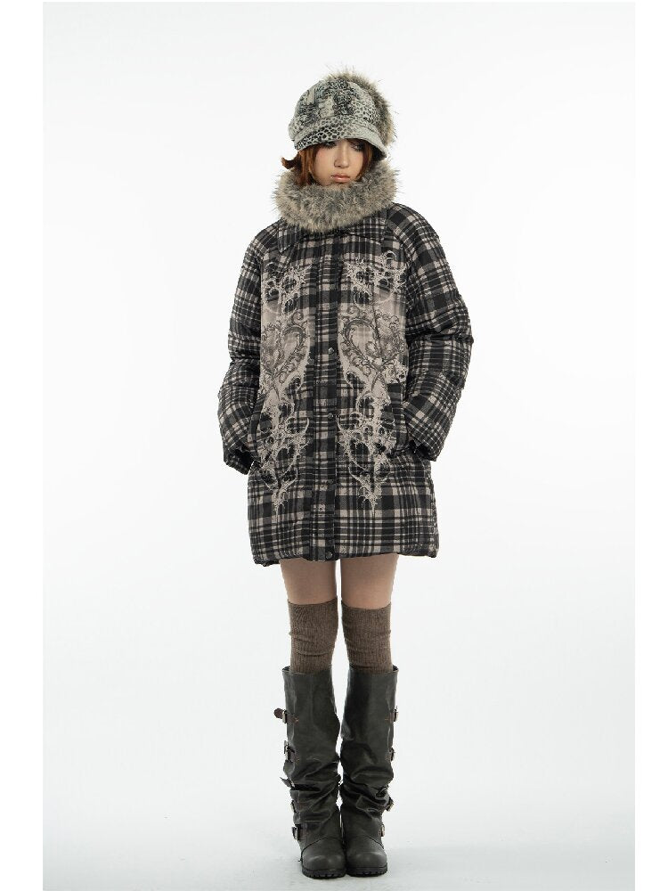 Retro Plaid Bear Love Down Jacket【s0000018077】