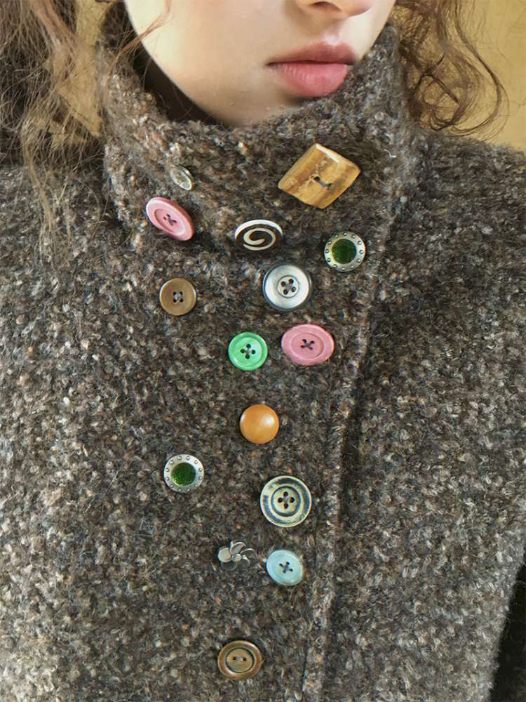 Brown Woolen Loose Button Coat【s0000014896】