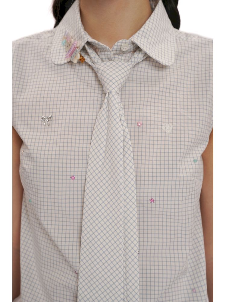 Removable tie sleeveless shirt【s0000012506】