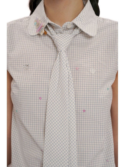 Removable tie sleeveless shirt【s0000012506】
