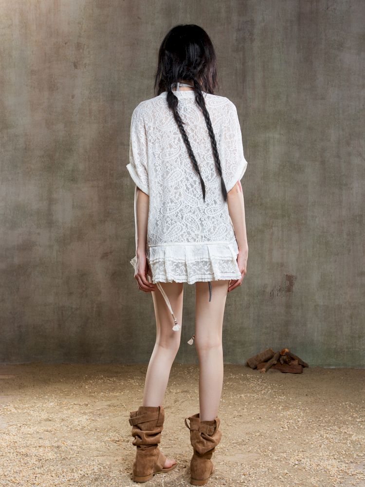 Loose Lace Blouse Dress【s0000012647】