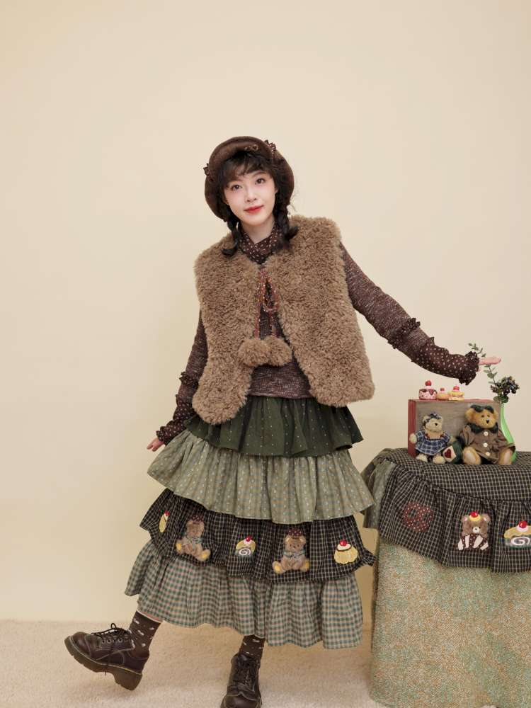 Vintage Girly Color-Blocked Floral Lace Base Layer【s0000014841】