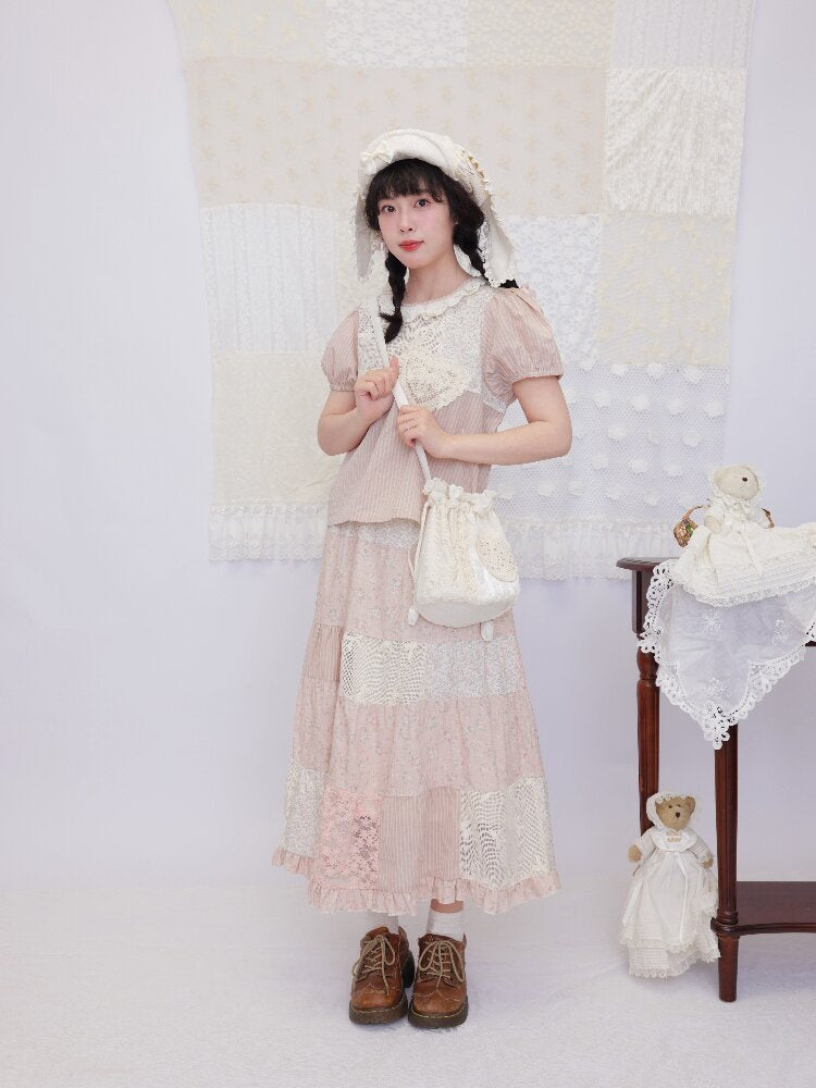 Crochet Patchwork Drawstring Bag【s0000016506】
