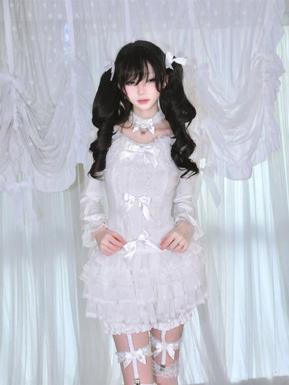 Multi-Layer Lace Bow Long Sleeve Shirt【s0000018533】