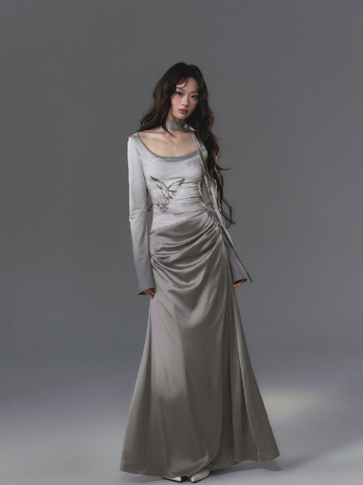 Gray Long Sleeve Dress [S0000010019]