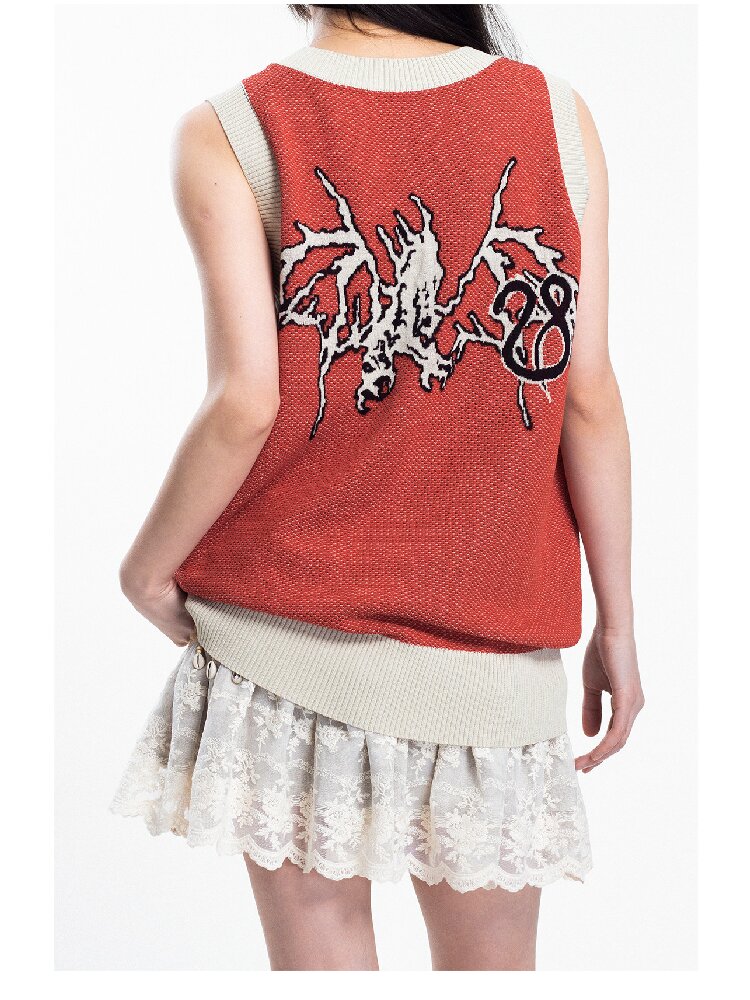 Retro Queens Dragon Jacquard Vest【s0000018045】